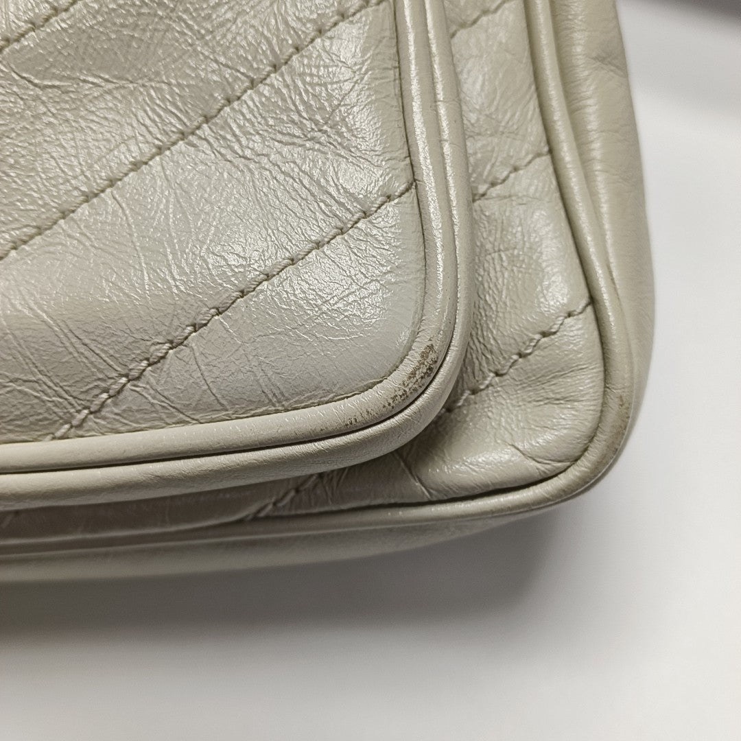 NIKI Small Chevron Calfskin White