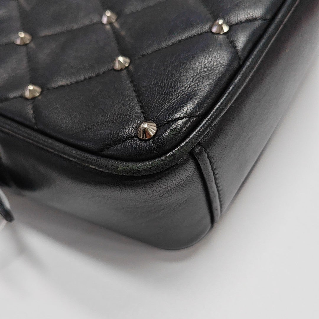 Quilted Lambskin Shoulder Bag Black