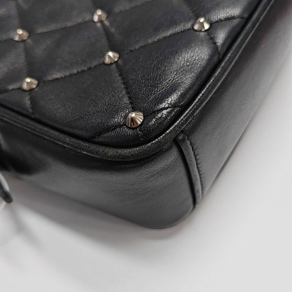 Quilted Lambskin Shoulder Bag Black