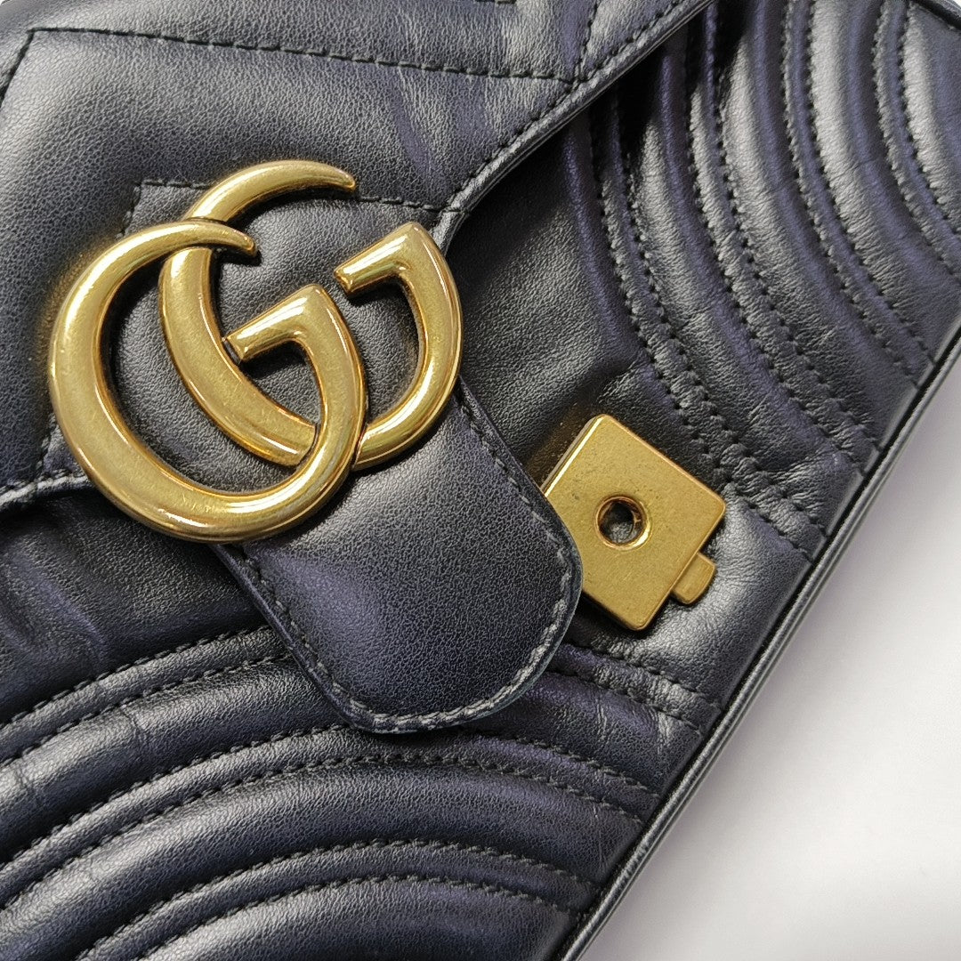 GG Marmont Small Quilted Calfskin Black