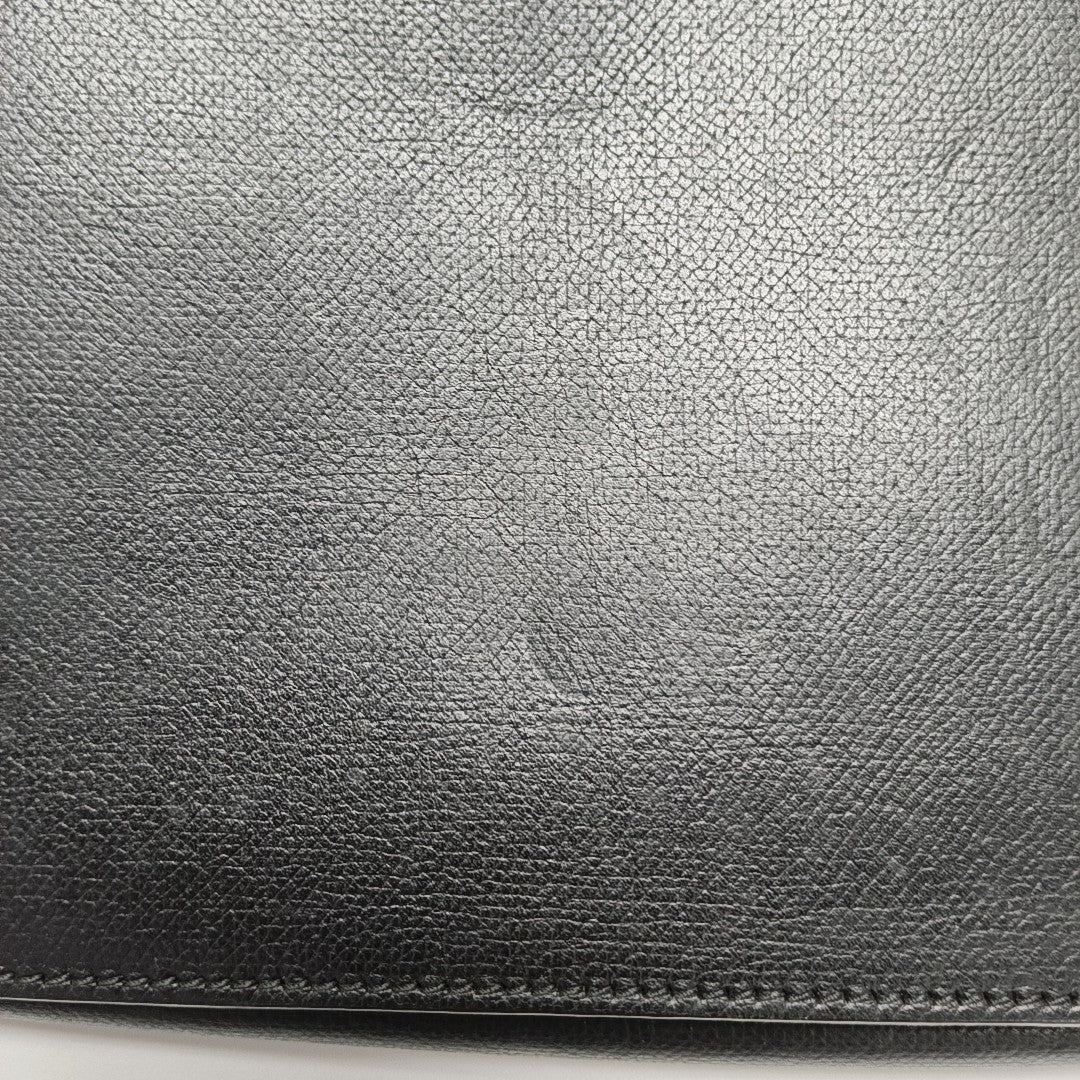 Leather Top Handle Bag Black