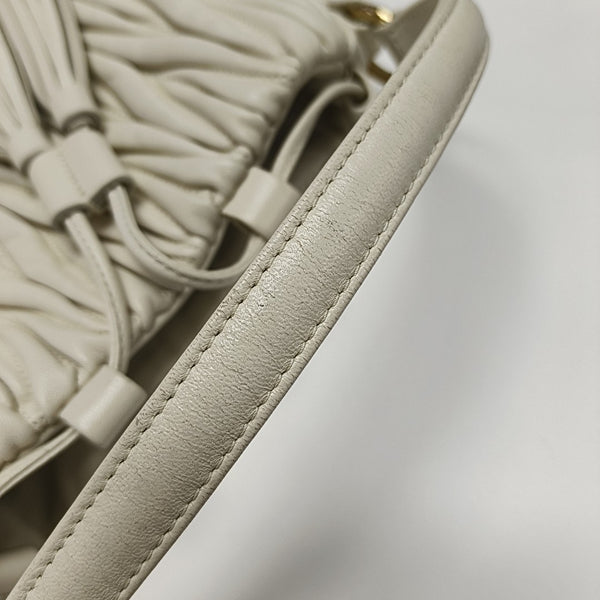 Quilted Lambskin Bucket Bag White