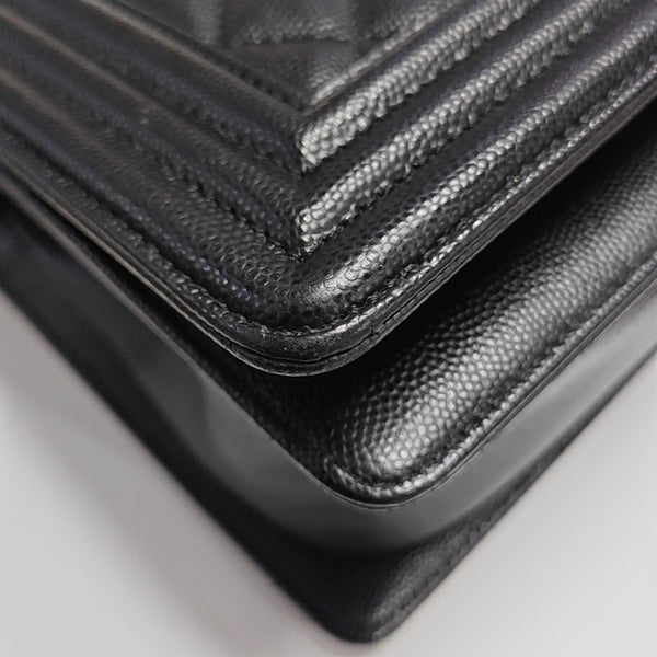 BOY CHANEL Medium Quilted Grained Calfskin Black