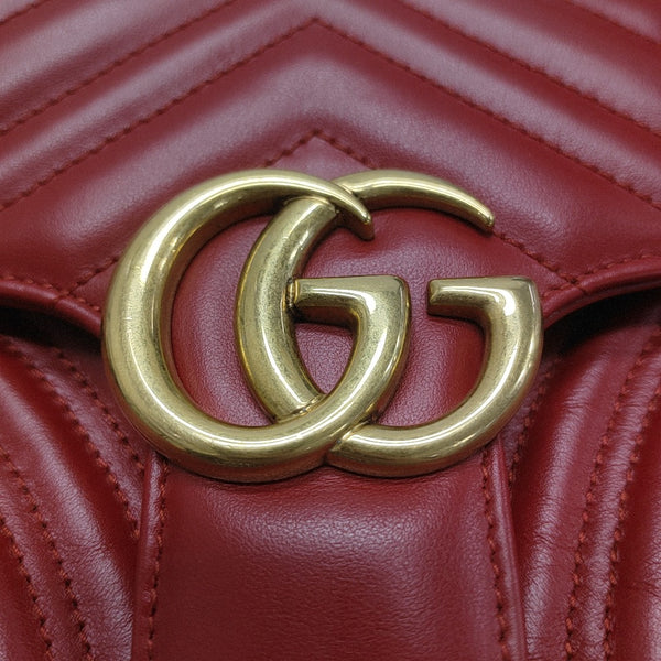 GG Marmont Medium Quilted Calfskin Red