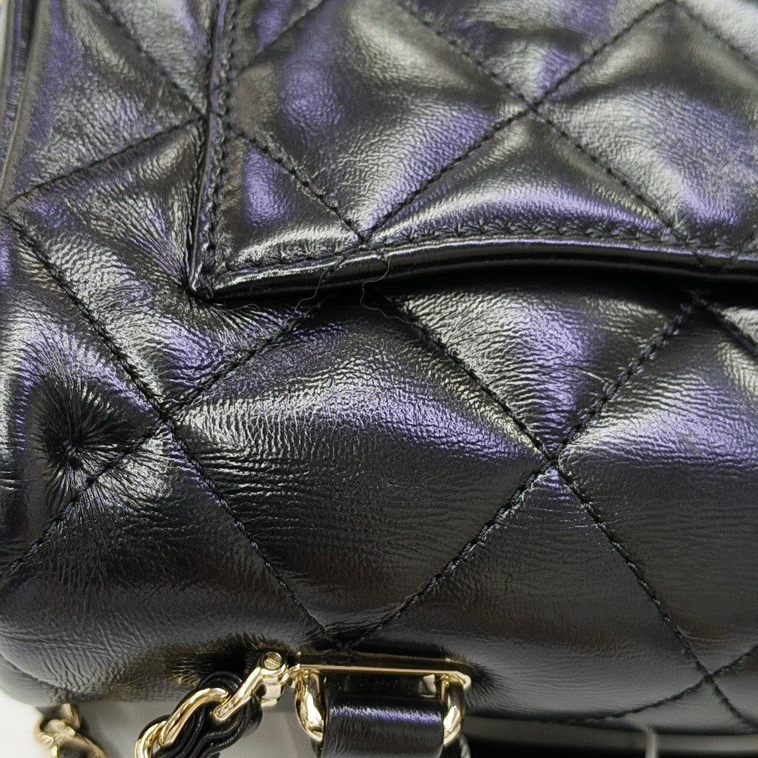 Quilted Lambskin Shoulder Bag Black