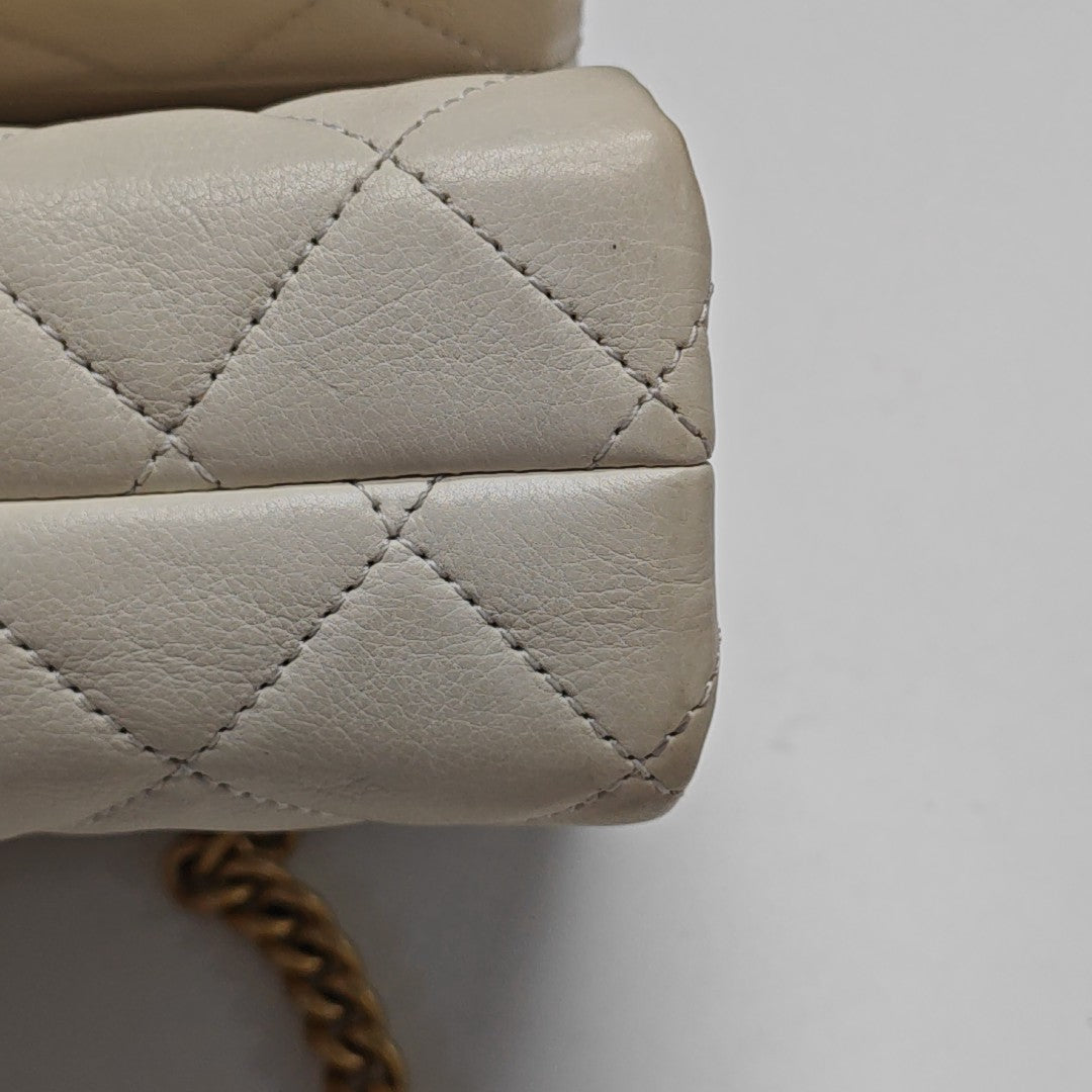 Quilted Calfskin Shoulder Bag White