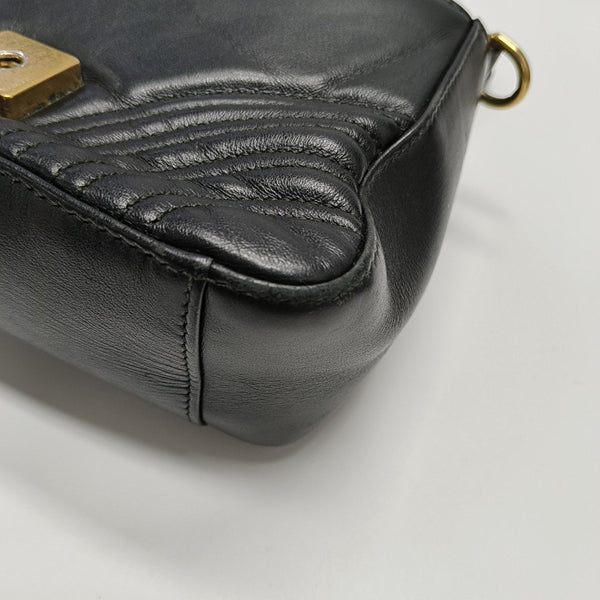 GG Marmont Mini Quilted Calfskin Black