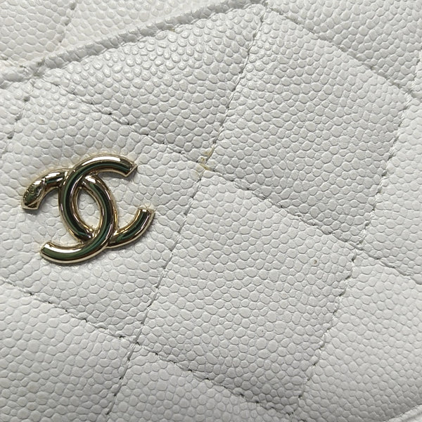 Quilted Grained Calfskin Shoulder Bag White