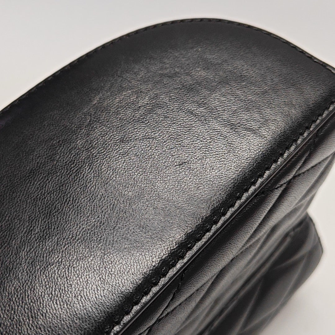 Quilted Lambskin Shoulder Bag Black
