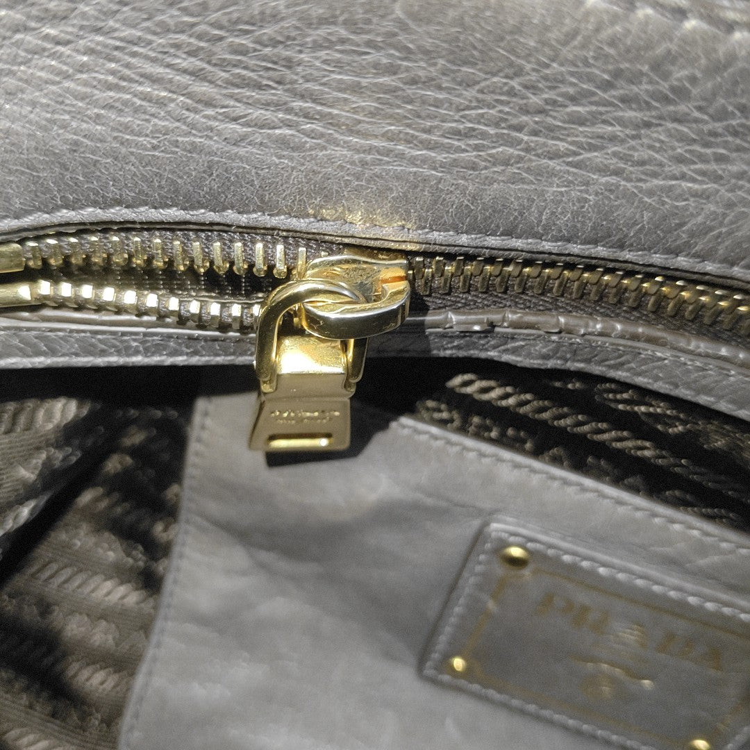 Calfskin Top Handle Bag Gray