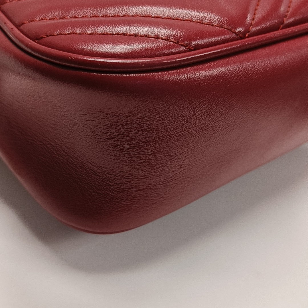 GG Marmont Small Quilted Calfskin Red
