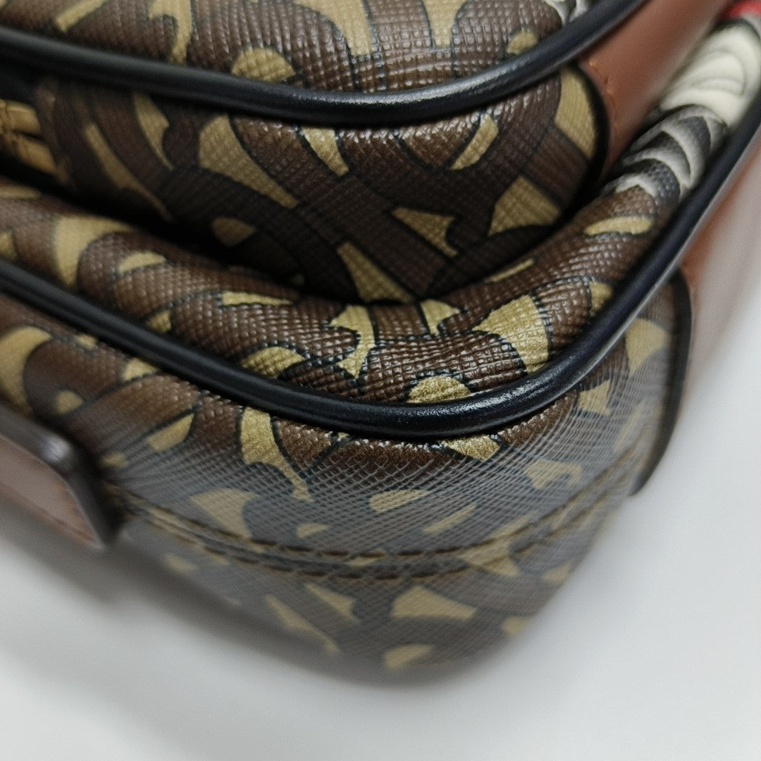 Coated Canvas Crossbody Bag Brown