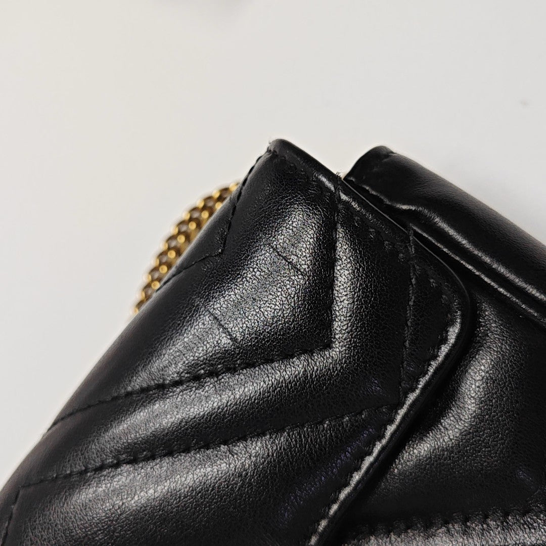 GG Marmont Mini Quilted Calfskin Black