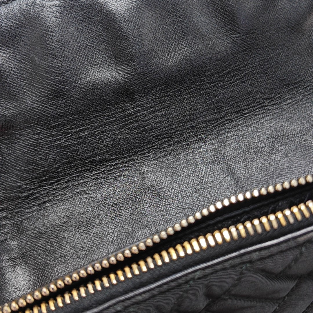 Quilted Nylon Shoulder Bag Black
