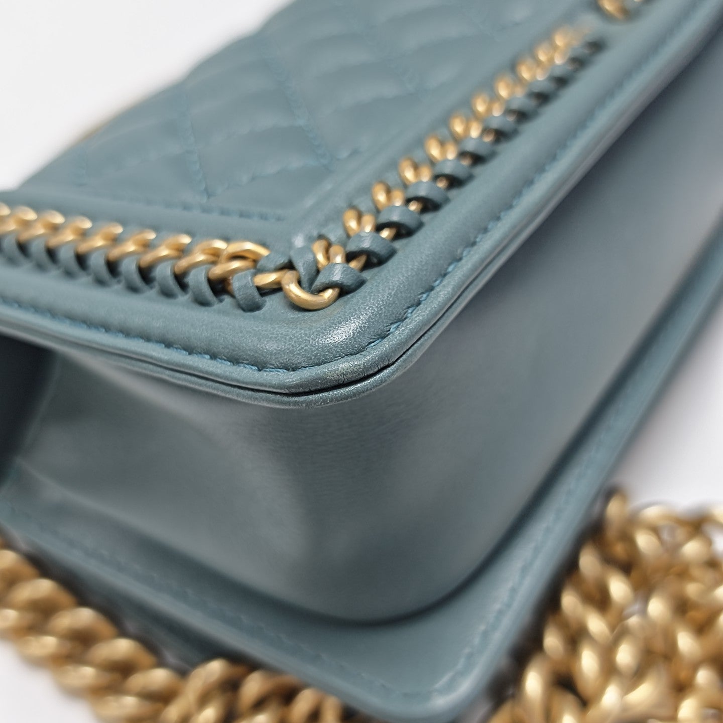 BOY CHANEL Small Quilted Calfskin Green