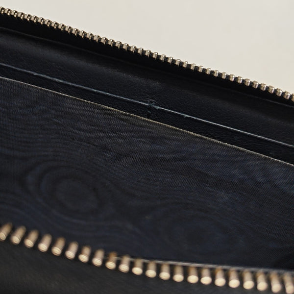 Ligne Shima Monogram Calfskin Blue Wallet
