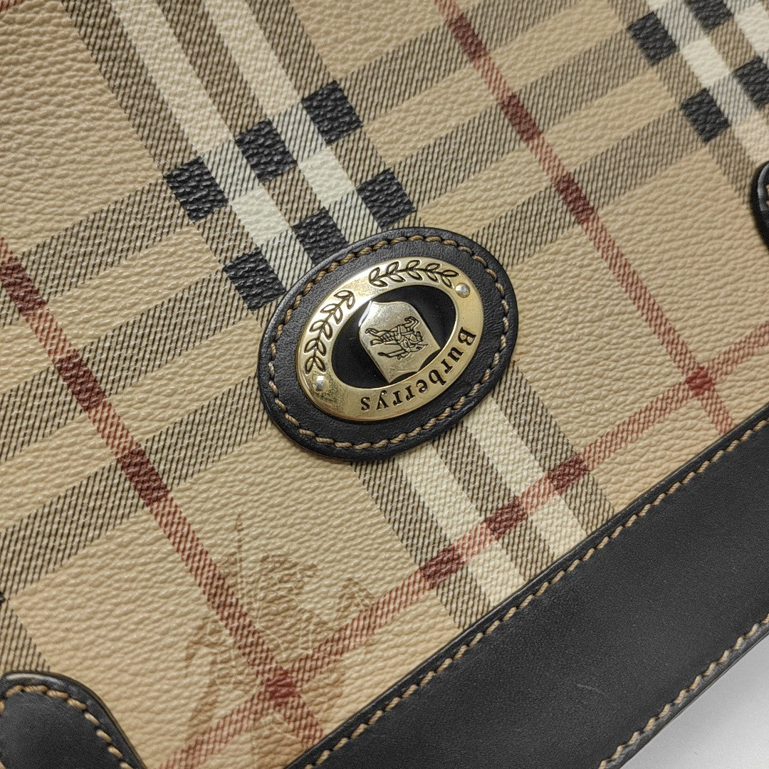 Coated Canvas Top Handle Bag Brown