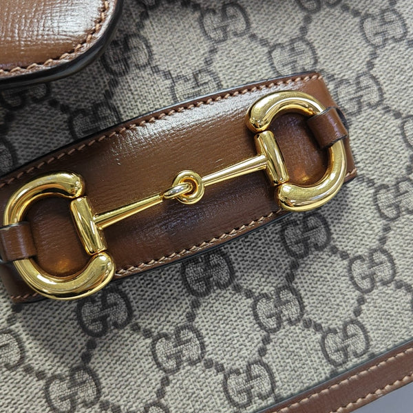Horsebit 1955 Medium Monogram Coated Canvas Beige