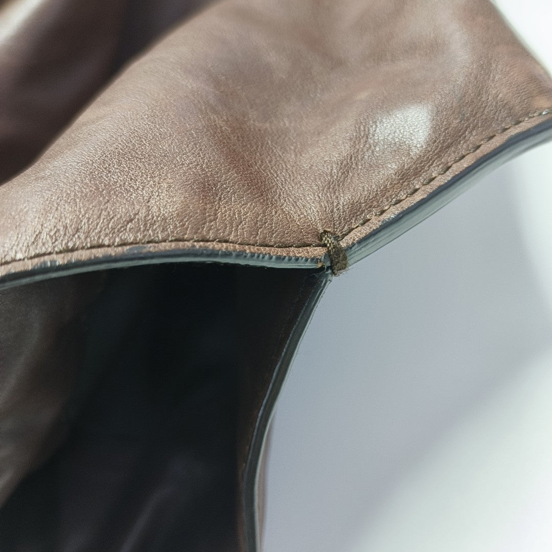 Calfskin Top Handle Bag Brown