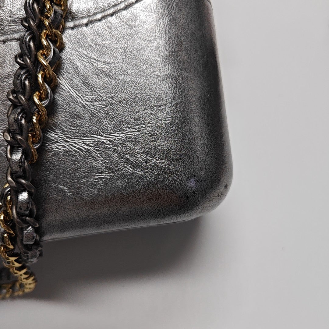 GABRIELLE Medium Quilted Calfskin Silver
