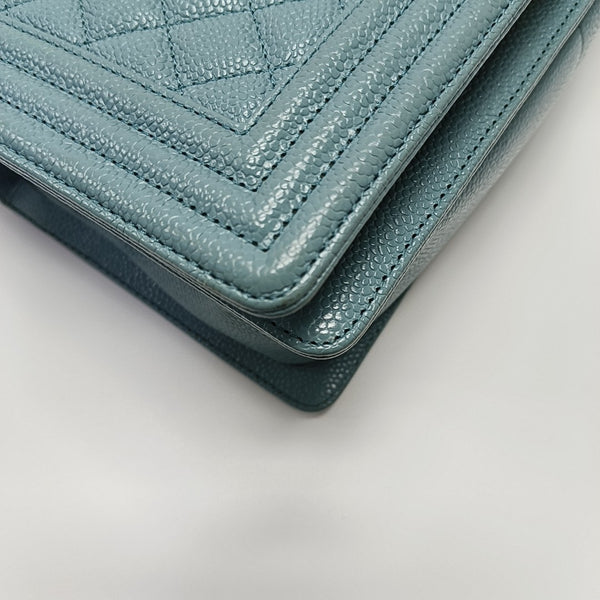 BOY CHANEL Medium Quilted Grained Calfskin Blue