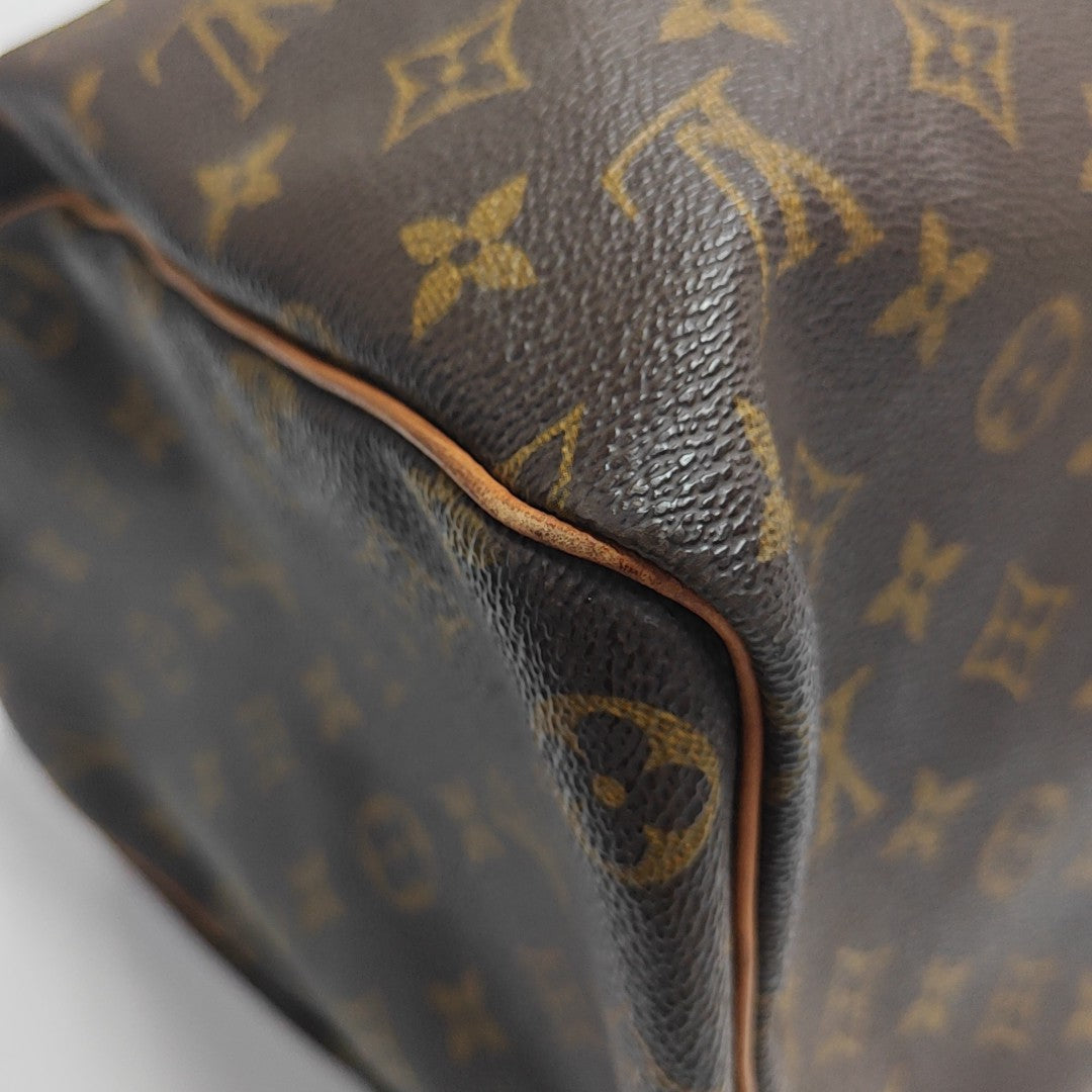 KEEPALL 45 Monogram Coated Canvas Brown