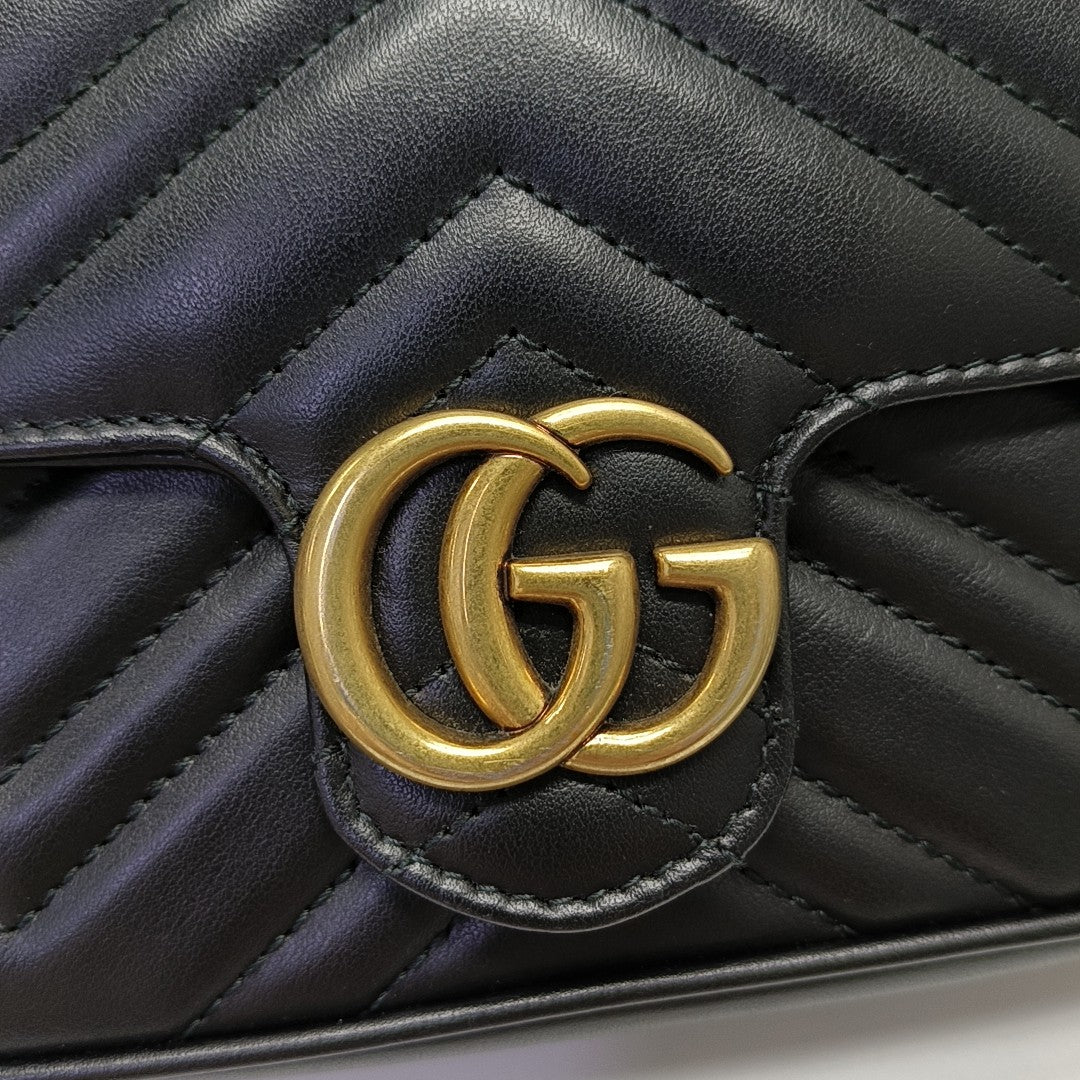 GG Marmont Mini Quilted Calfskin Black