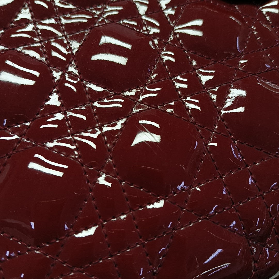 Lady Dior Medium Cannage Patent Leather Red