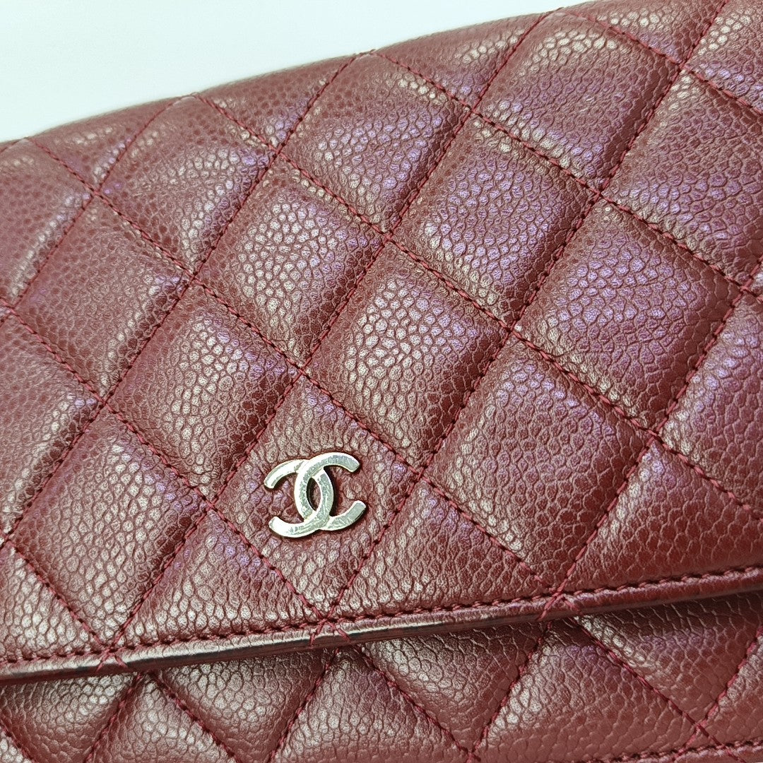 WOC Quilted Grained Calfskin Red