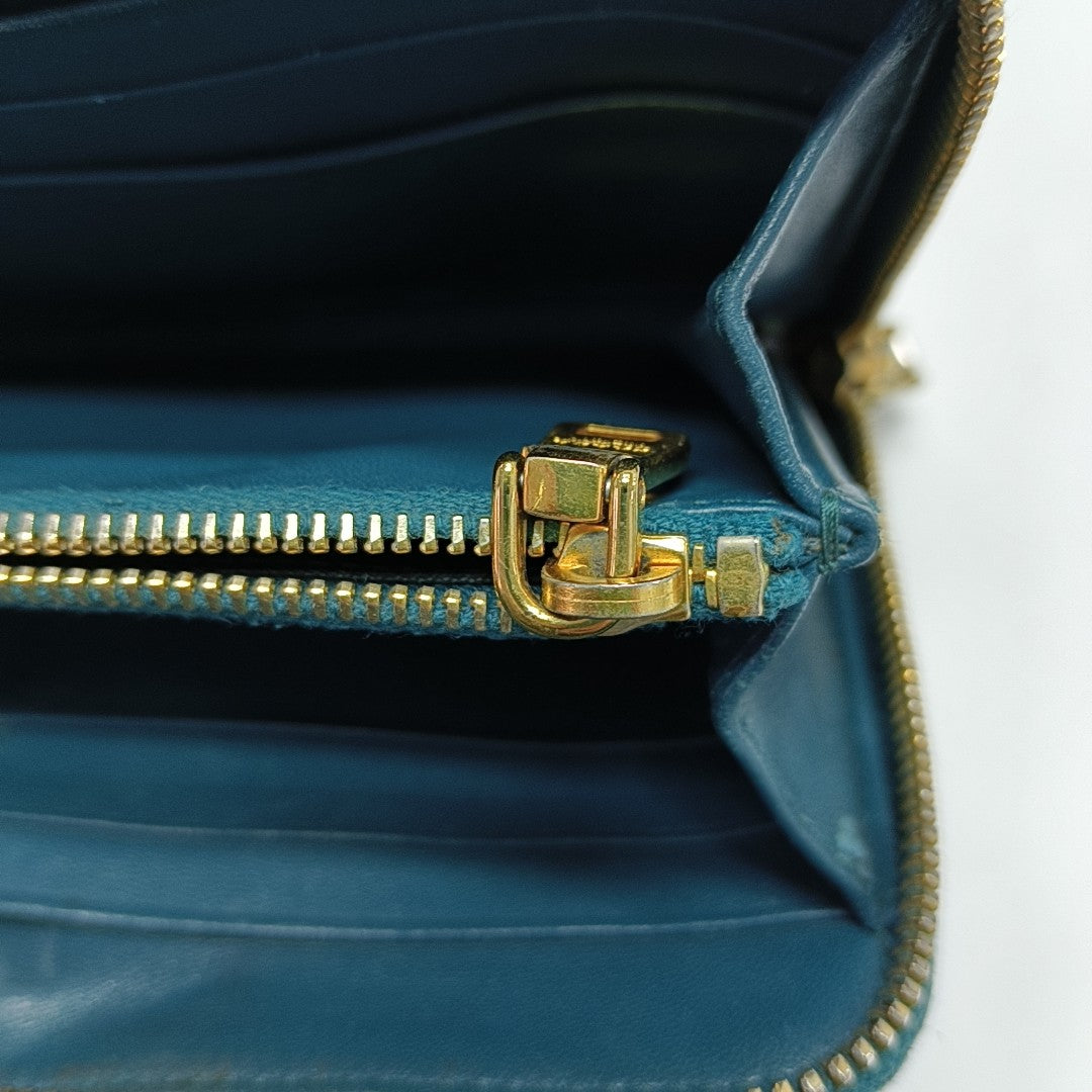 Zippy Wallet Saffiano Calfskin Blue Wallet