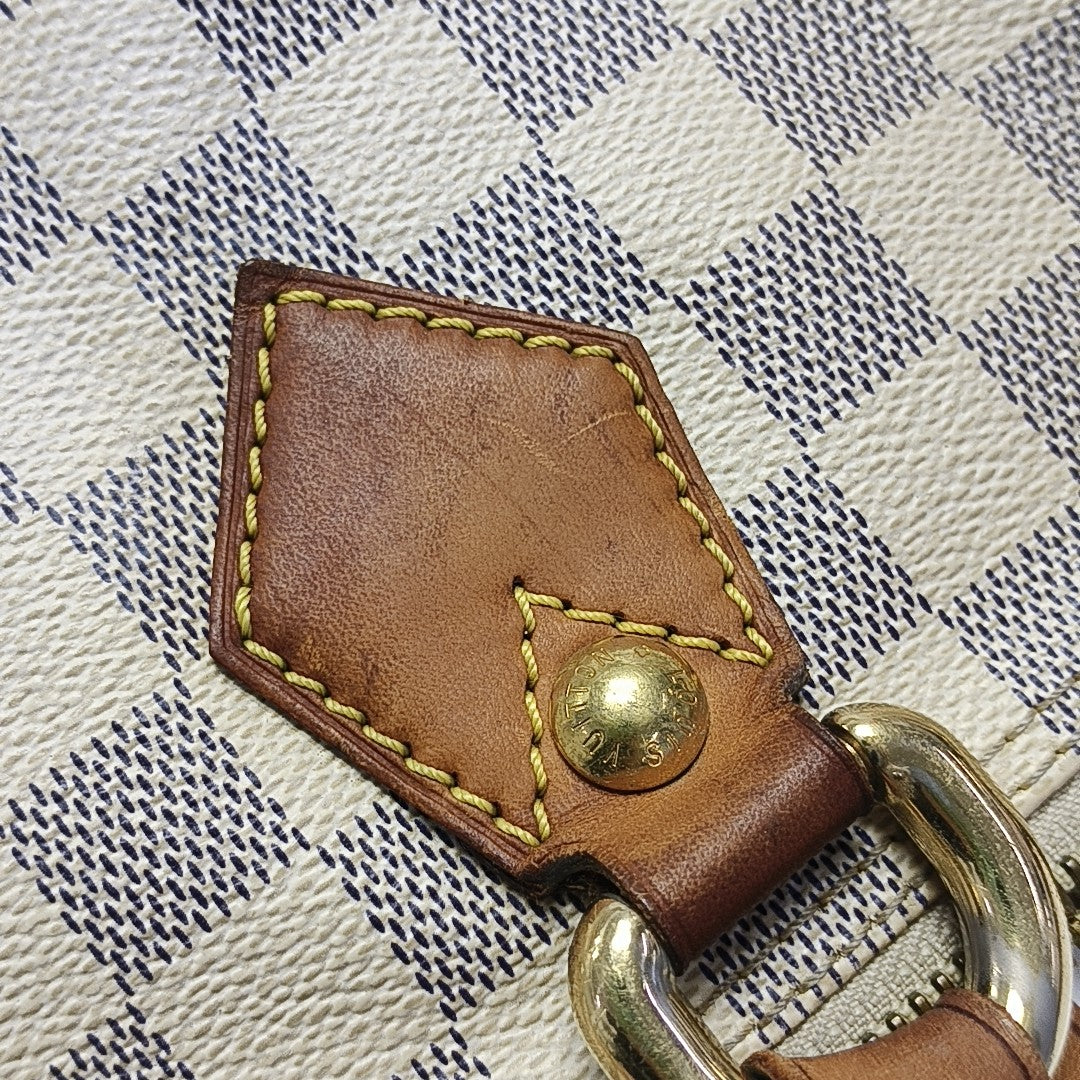 SALEYA PM Damier Azur Coated Canvas White