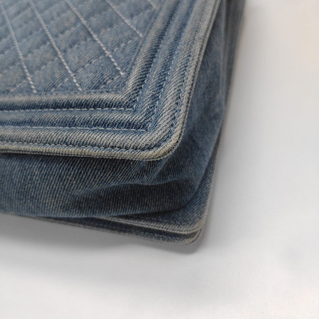BOY CHANEL Maxi Quilted Denim Blue