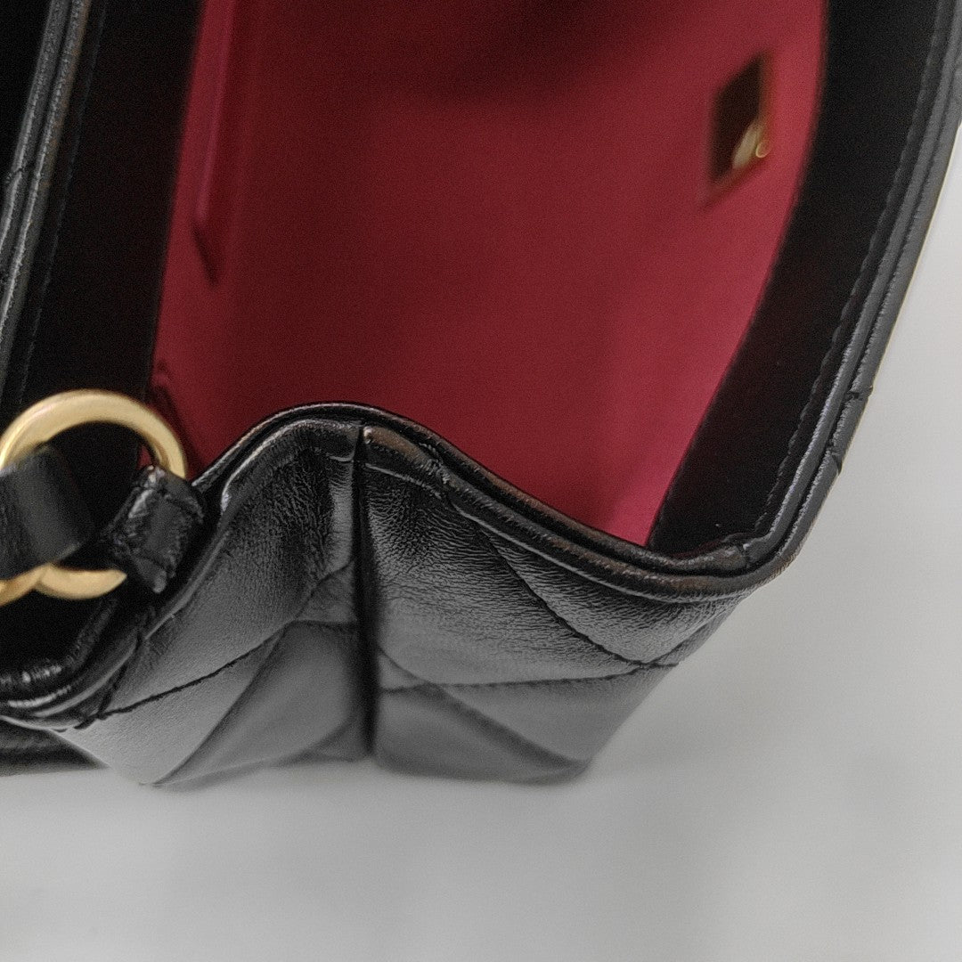 Quilted Lambskin Shoulder Bag Mini Black