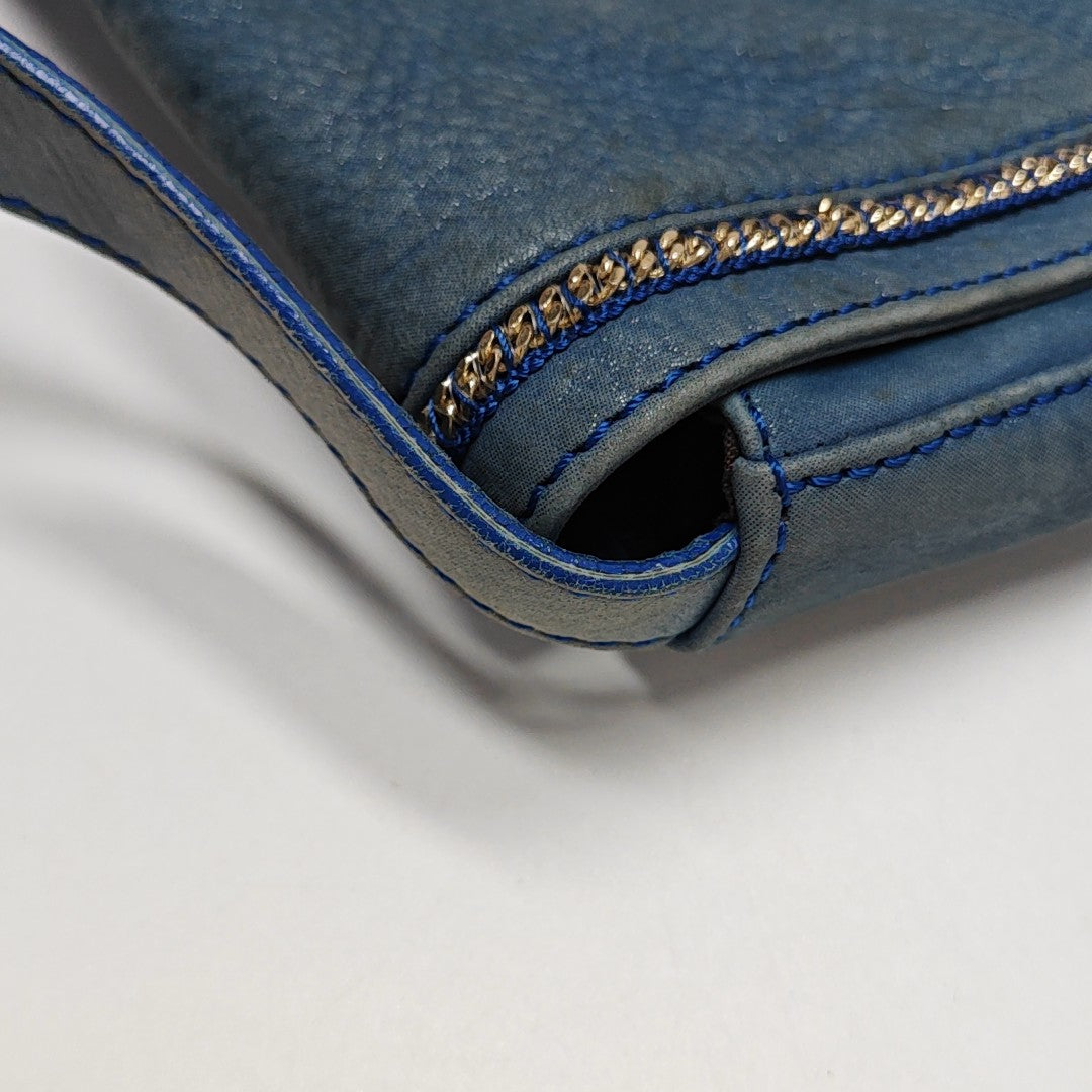 Leather Shoulder Bag Blue