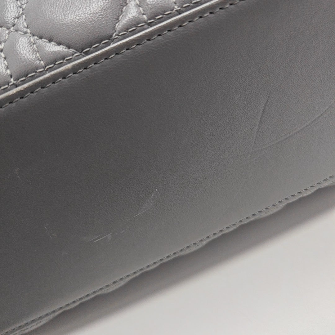Lady Dior Medium Cannage Lambskin Gray