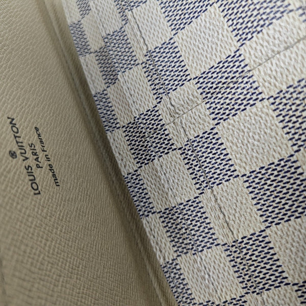 SARAH Damier Azur Coated Canvas White Wallet