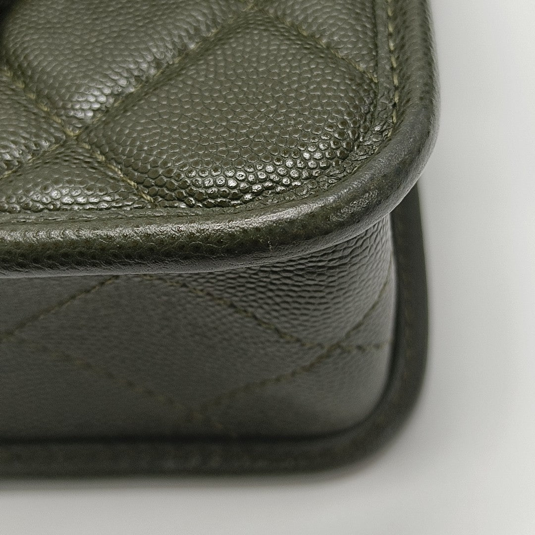 Quilted Grained Calfskin Small Green