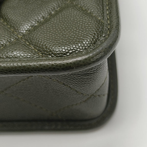 Quilted Grained Calfskin Small Green