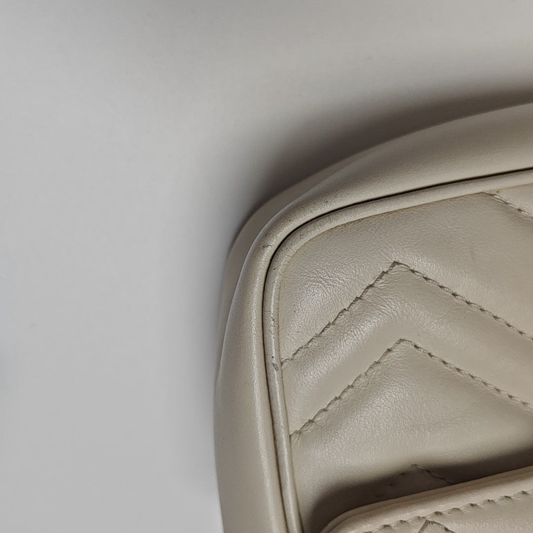 GG Marmont Mini Quilted Calfskin White