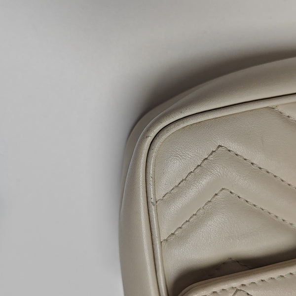 GG Marmont Mini Quilted Calfskin White