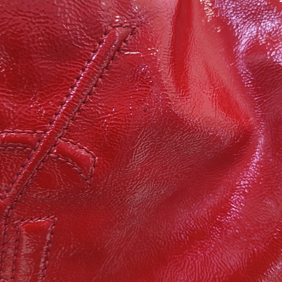 Quilted Patent Leather Tote Bag Red