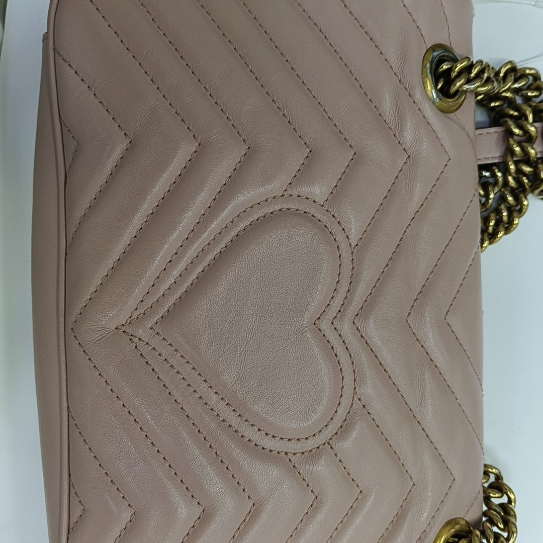 GG Marmont Medium Quilted Calfskin Pink