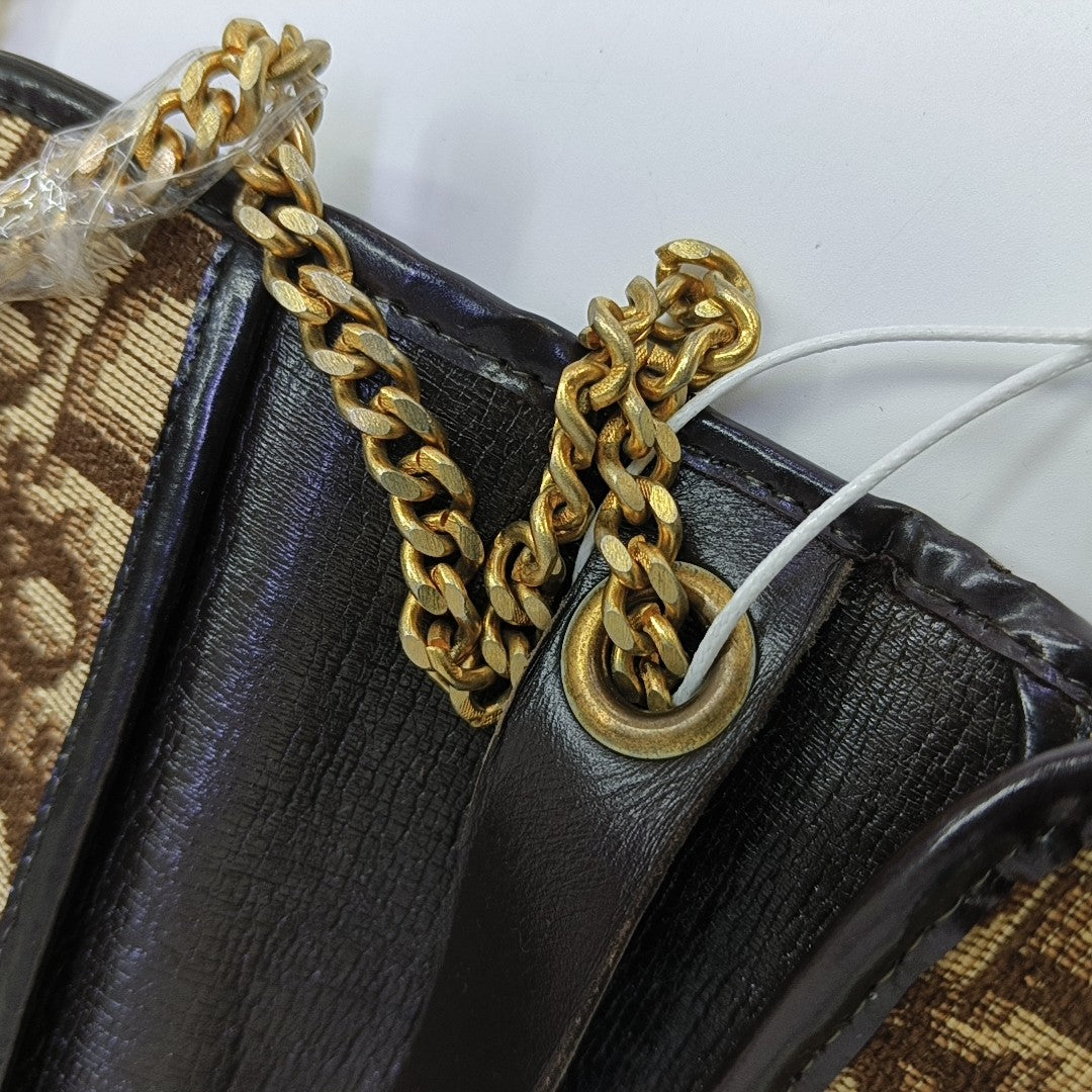 Oblique Canvas Top Handle Bag Brown
