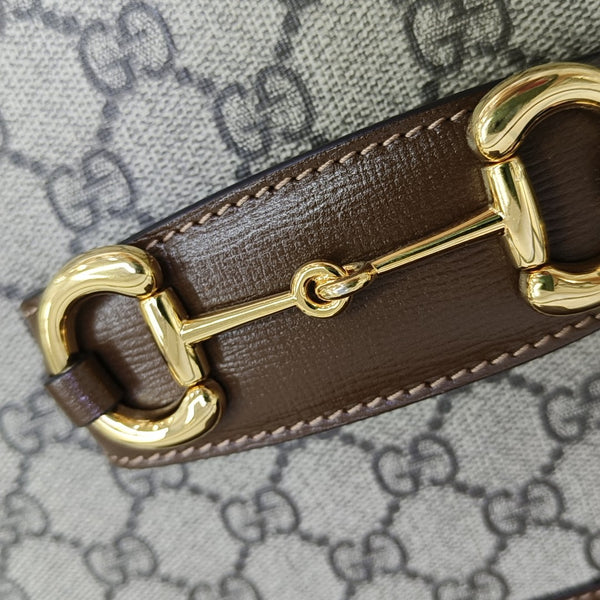 Horsebit 1955 Medium Monogram Coated Canvas Beige