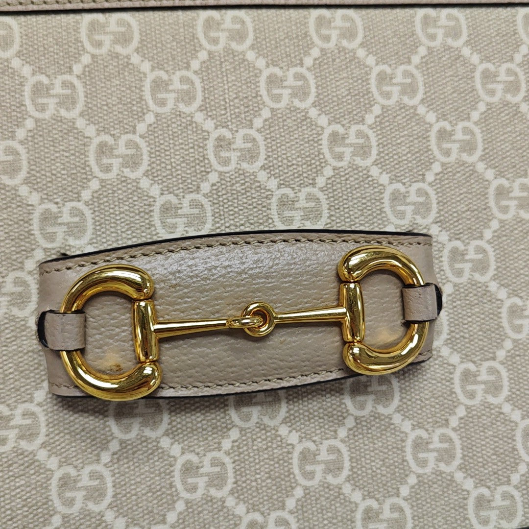 Horsebit 1955 Small Monogram Coated Canvas Beige