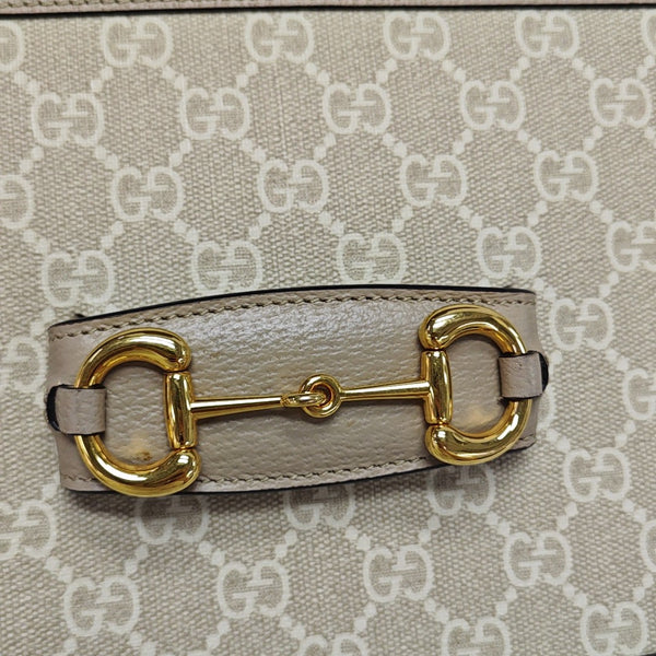 Horsebit 1955 Small Monogram Coated Canvas Beige