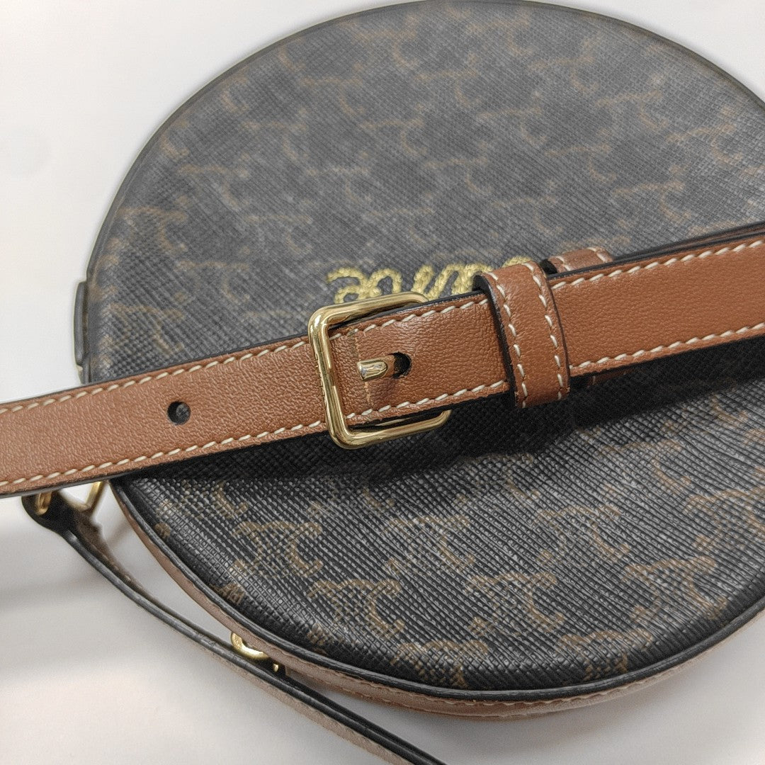 Coated Canvas Shoulder Bag Brown