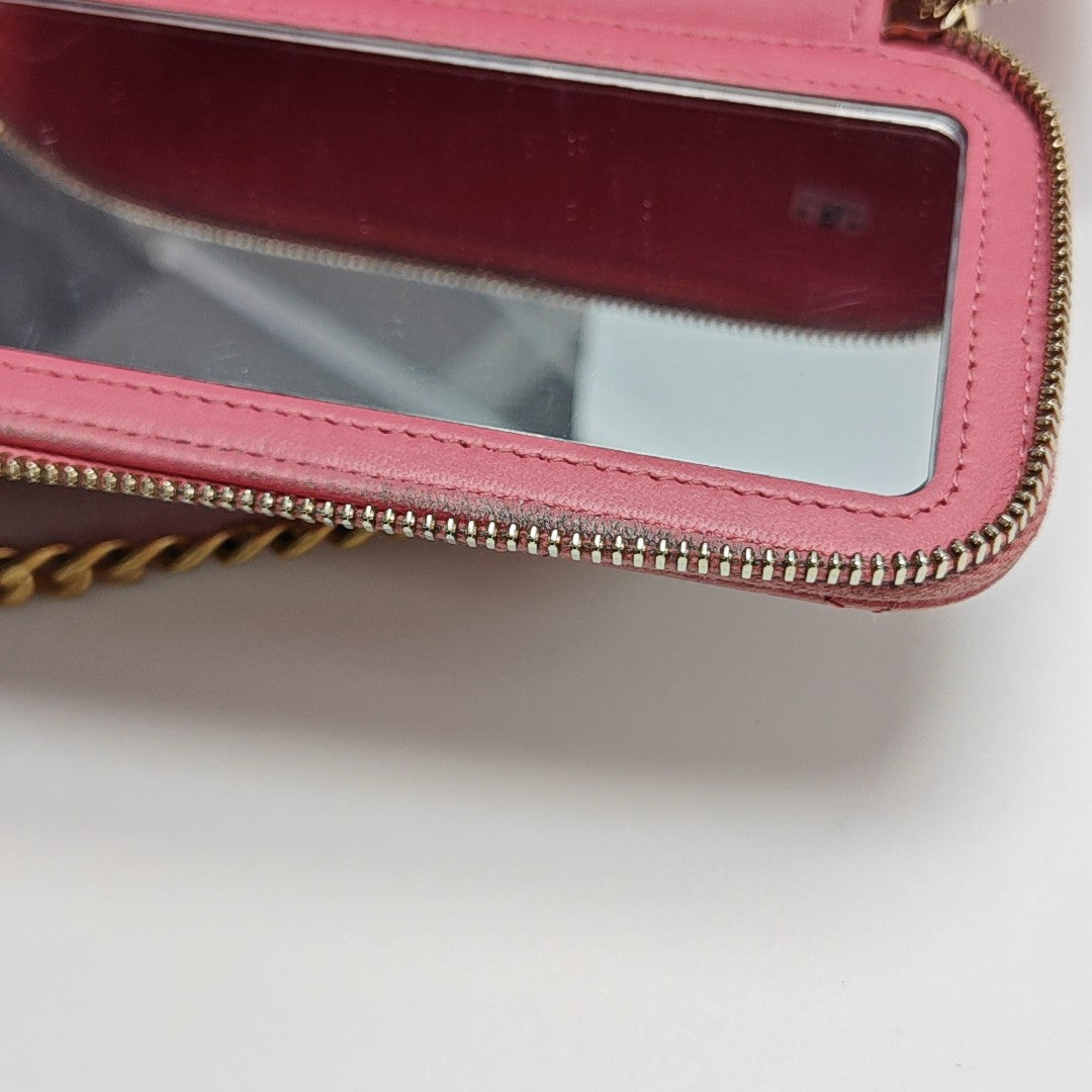 VANITY CASE Small Quilted Lambskin Pink