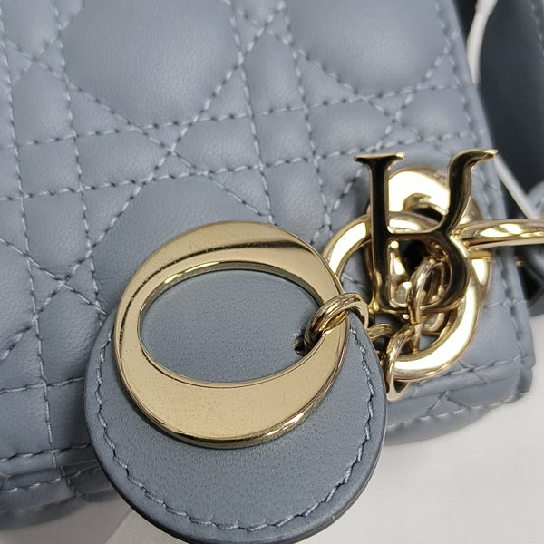 Authenticated pre-owned  Lady Dior Super Mini Cannage Lambskin Blue - Tote Bag at Looply