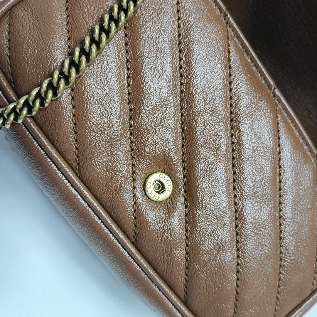 GG Marmont Mini Quilted Calfskin Brown